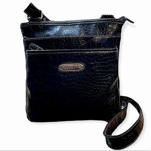 Strada Black Embossed Vinyl Shoulder Bag